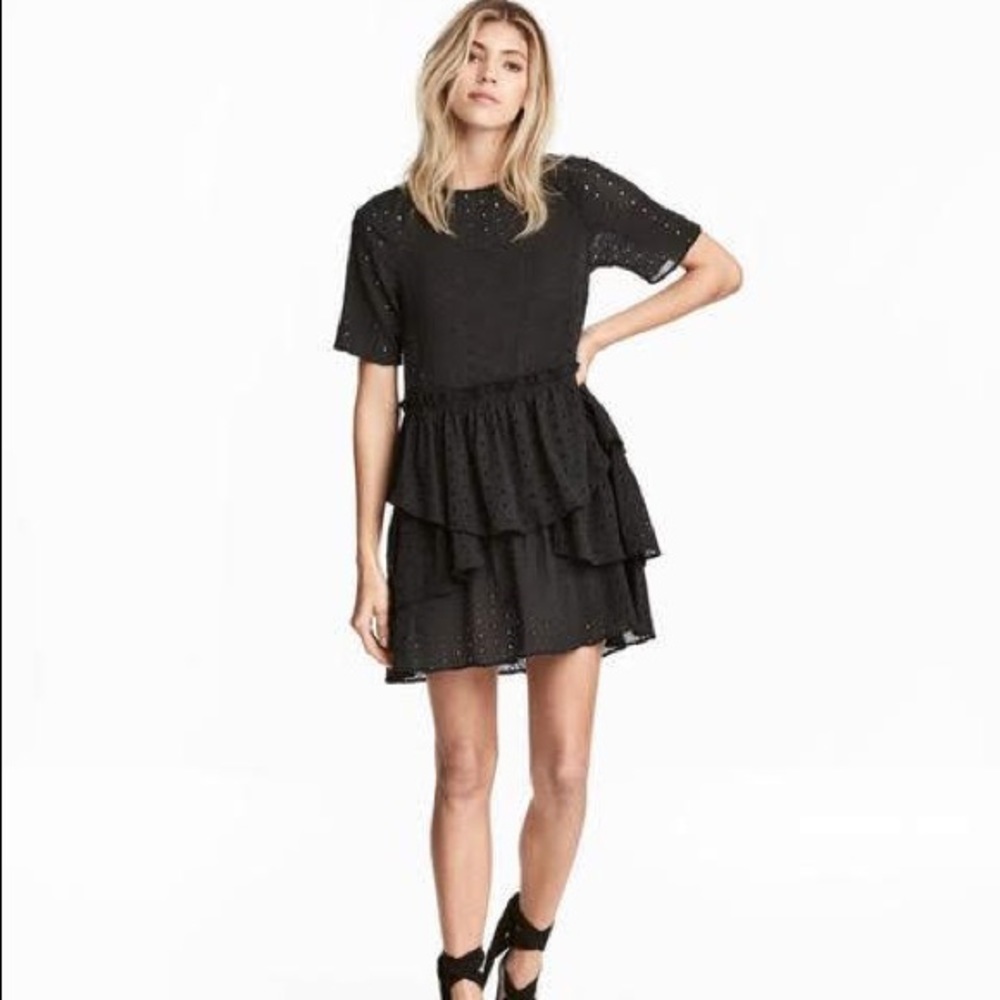 H&M black tiered eyelet dress NWT sz. 14